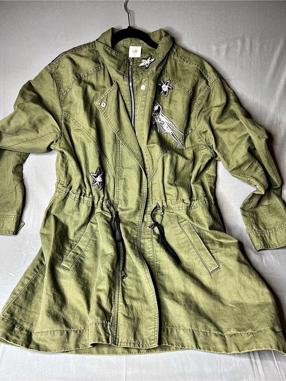 CAbi Hanson Anorak Embellished Utility Jacket Green Medium
